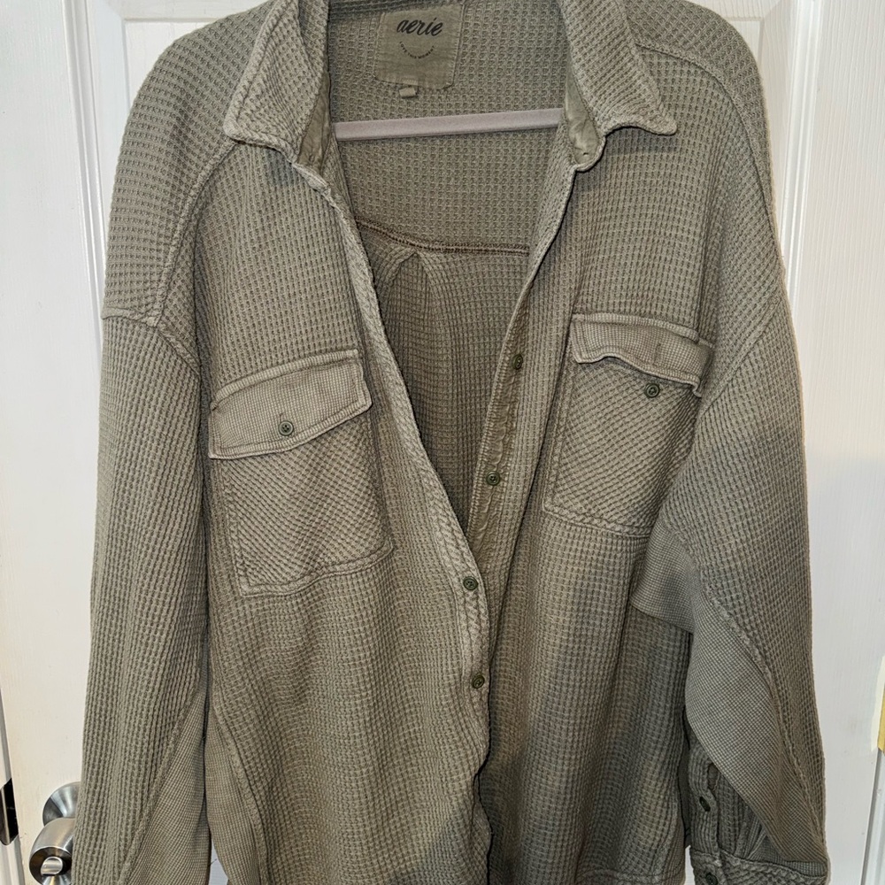 Aerie Waffle Knit Flannel Shirt